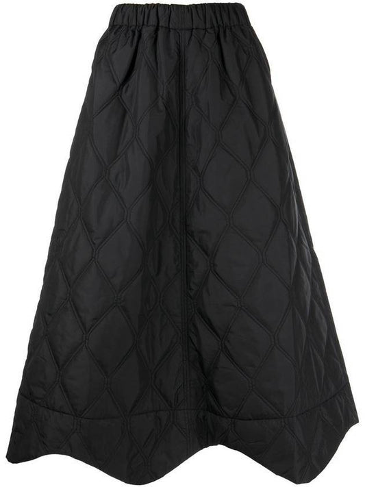 Women's Quilted Hem A-Line Skirt Black - GANNI - BALAAN 1