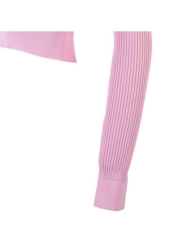 Crew Neck Zip-Up Cardigan Pink - MIU MIU - BALAAN 8