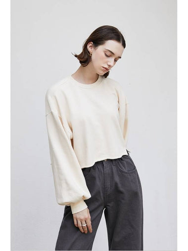 Volume Crop Sweatshirt Cream - ARIFF - BALAAN 1