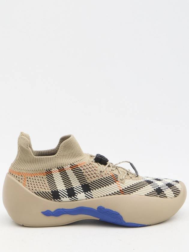 Neptune Check Knit Low Top Sneakers Sand - BURBERRY - BALAAN 2