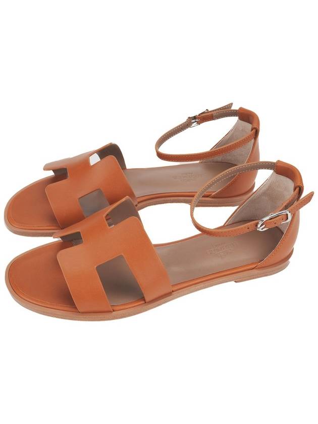 Santorini Leather Sandals Natural Brown - HERMES - BALAAN 2