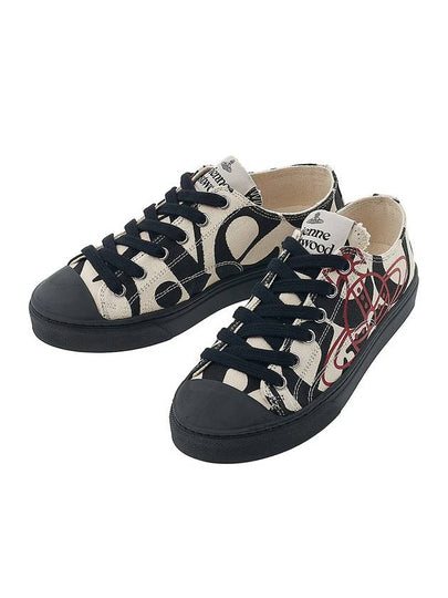 ORB Print Canvas Low Top Sneakers Black Beige - VIVIENNE WESTWOOD - BALAAN 2