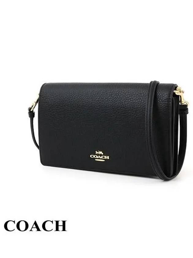 Anna Foldover Clutch Cross Bag Black - COACH - BALAAN 3