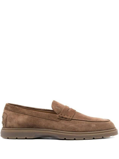 Pebble Tab Moccasin Suede Penny Loafers Brown - TOD'S - BALAAN 2