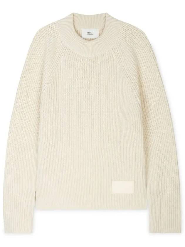 Logo Patch Basic Knit Top Ivory - AMI - BALAAN 2