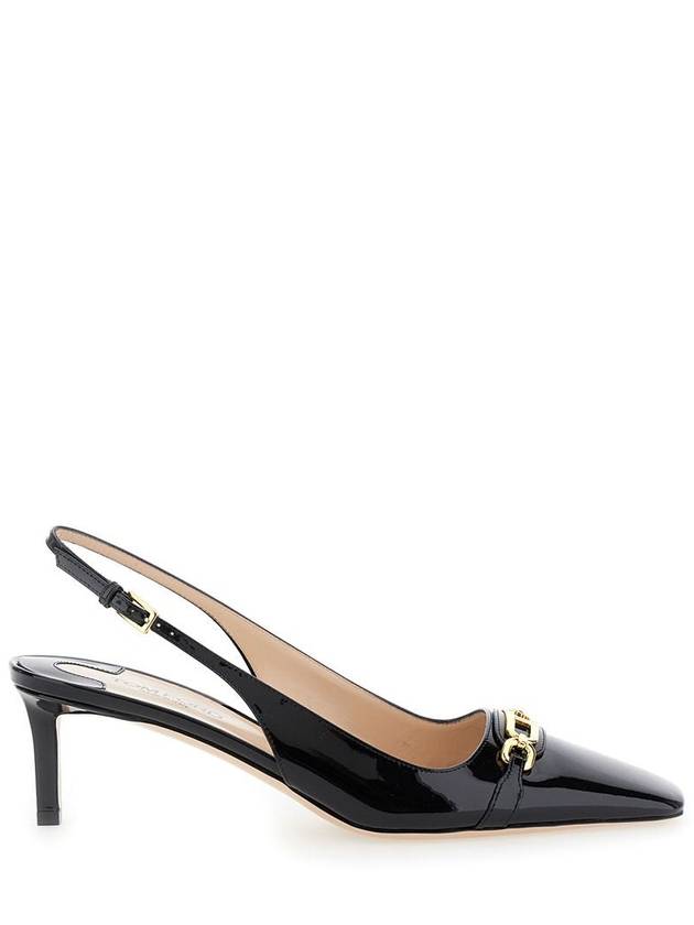 Black Slingback Pumps With T Logo Detail In Patent Leather Woman - TOM FORD - BALAAN 1