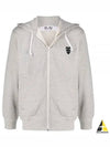 Men's Black Double Heart Waffen Zip Up Hoodie Grey - COMME DES GARCONS - BALAAN 2