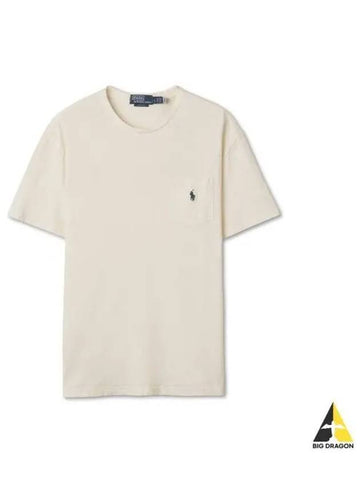 Classic fit cotton linen pocket t shirt ivory - POLO RALPH LAUREN - BALAAN 1