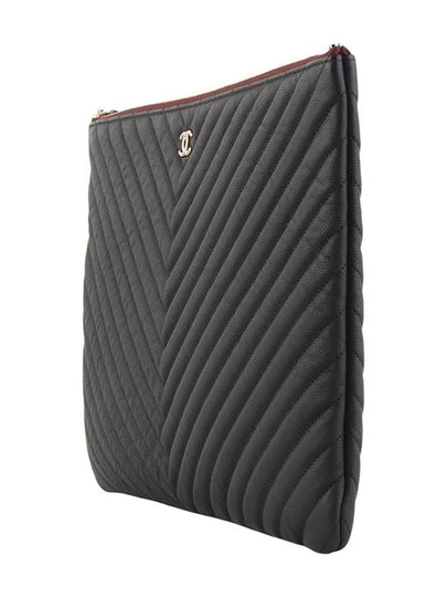 A82552 Classic Caviar Chevron Pocket Clutch Bag Large Overseas Invoice 34189Y - CHANEL - BALAAN 2