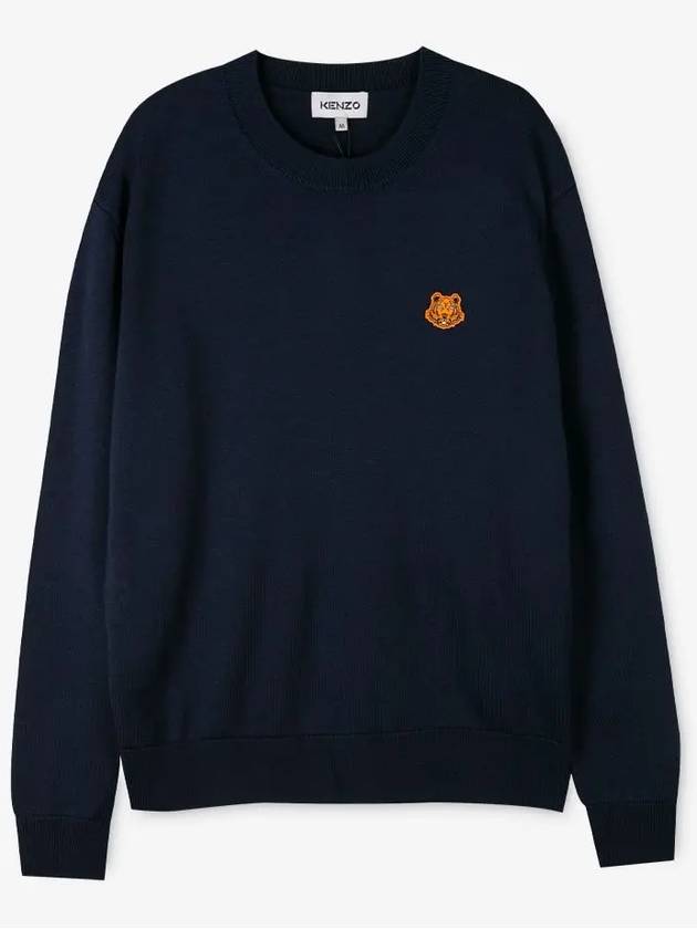 Men's Mini Tiger Patch Wool Navy Knit 5PU537 3TA 76 - KENZO - BALAAN 2