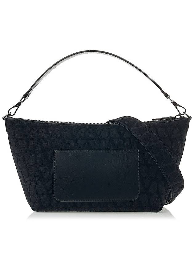 Iconographe Fabric Leather Shoulder Bag Black - VALENTINO - BALAAN 4