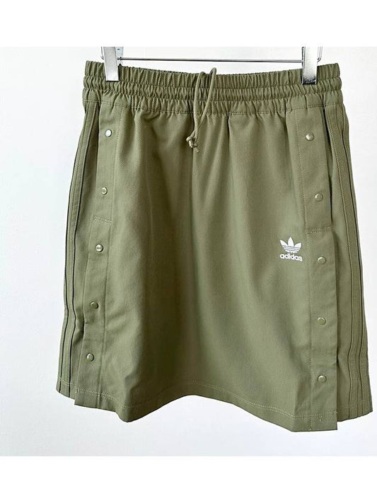 Women's Always Snap Button A-Line Skirt Khaki - ADIDAS - BALAAN.