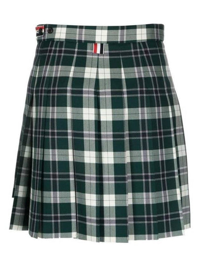 Women's Tartan Twill Mini Pleated Skirt Green - THOM BROWNE - BALAAN 2