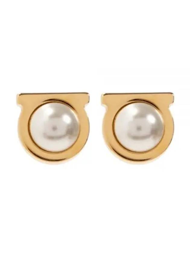 Gancini pearl earrings gold - SALVATORE FERRAGAMO - BALAAN 2