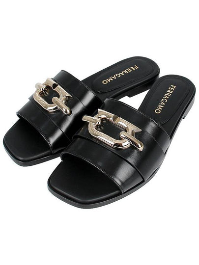 Women's Gancini Slippers Black - SALVATORE FERRAGAMO - BALAAN 2