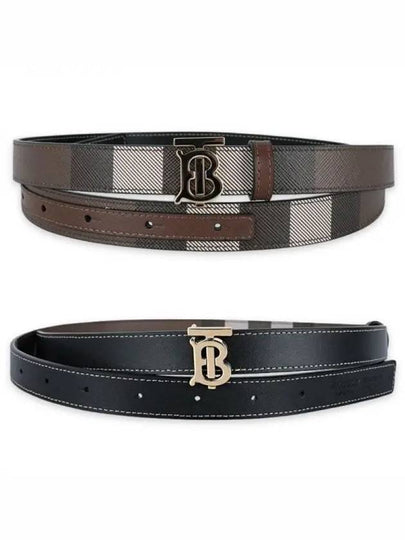 Reversible Checked Leather Belt Dark Birch Brown - BURBERRY - BALAAN 2