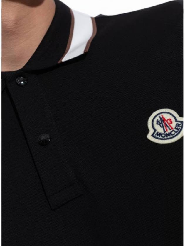 Logo Patch Polo Shirt Black - MONCLER - BALAAN 6