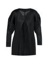 Women's Pleats Button Cardigan Black - ISSEY MIYAKE - BALAAN 2