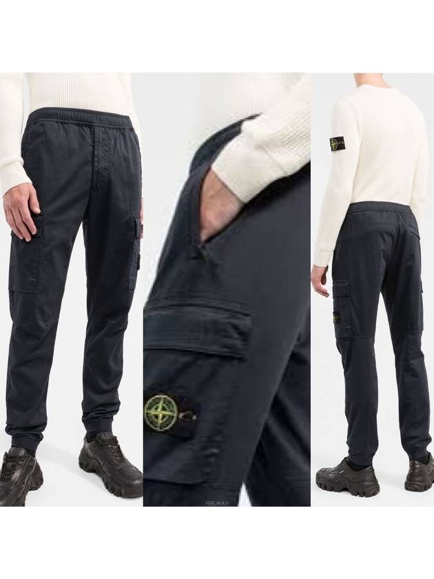 Stretch Cotton Wool Satin Cargo Pants Black - STONE ISLAND - BALAAN 11