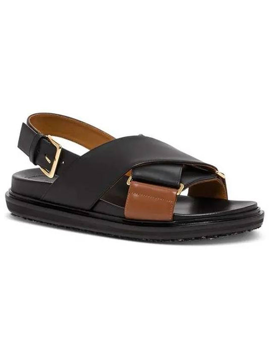 Fussbett Leather Sandals Black Brown - MARNI - BALAAN 2