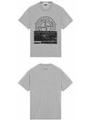 21SS 74152NS65 V0M64 Logo Painting Printing Short Sleeve T-Shirt Gray Men's T-Shirt TJ - STONE ISLAND - BALAAN 4