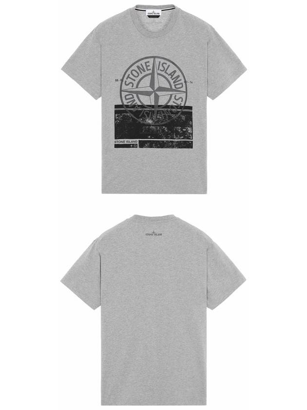 21SS 74152NS65 V0M64 Logo Painting Printing Short Sleeve T-Shirt Gray Men's T-Shirt TJ - STONE ISLAND - BALAAN 4