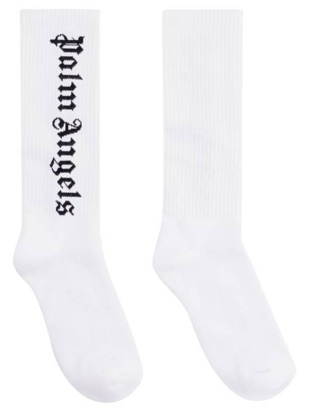 Vertical Logo Cotton Socks White - PALM ANGELS - BALAAN 2