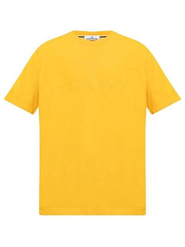 Men's Logo Short Sleeve T-Shirt Yellow - STONE ISLAND - BALAAN 2