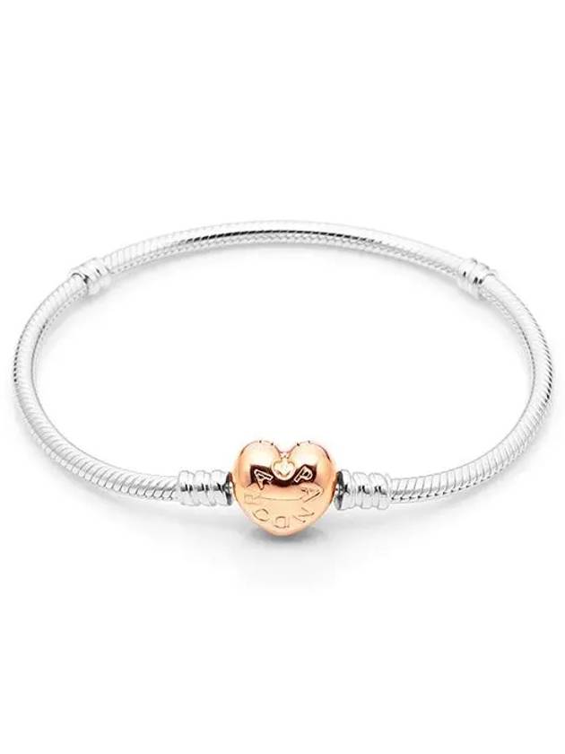 Moments Heart Clasp Snake Chain Bracelet Silver - PANDORA - BALAAN 4