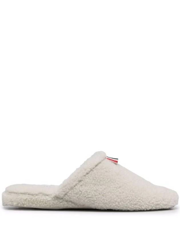 RWB Tab Shearling Slippers White - THOM BROWNE - BALAAN 1