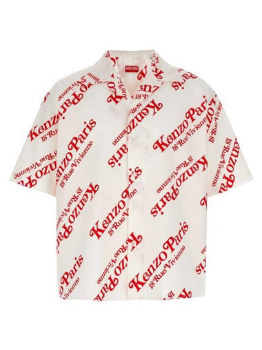 Verdy Boxy Monogram Print Button Short Sleeve Shirt White - KENZO - BALAAN 1