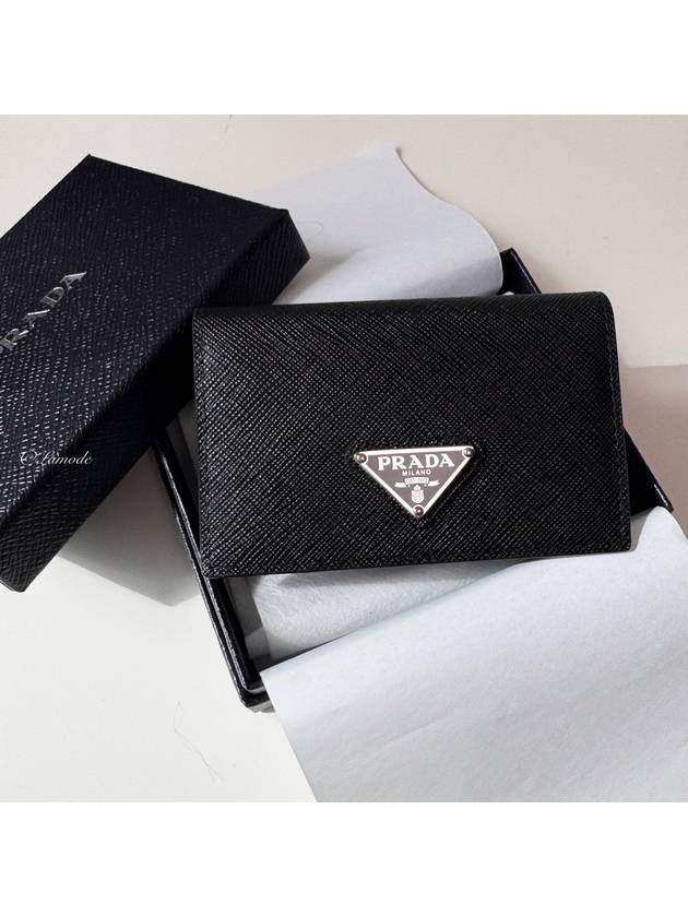 Saffiano Leather Card Wallet Black - PRADA - BALAAN 3