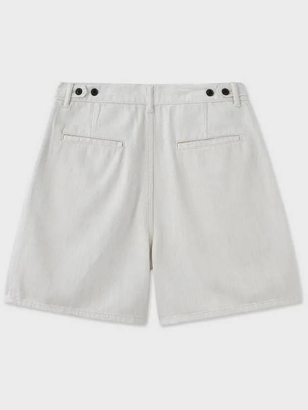 Sand Denim Two Tuck Bermuda Shorts Sand Beige - NOIRER - BALAAN 4