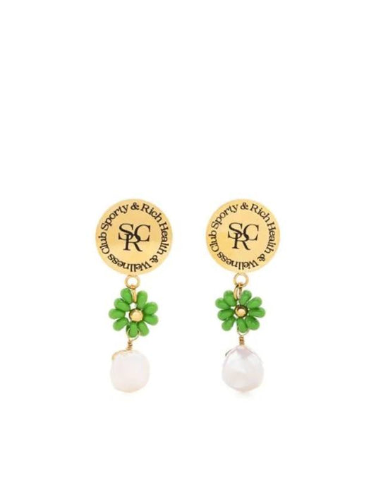 Pearl Resin Drop Earrings Gold - SPORTY & RICH - BALAAN 1