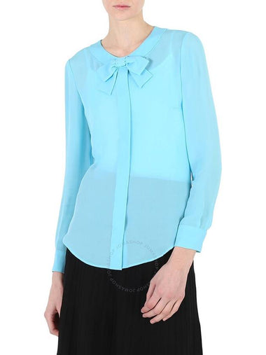 Moschino Ladies Light Blue Bow Detail Long-Sleeved Blouse, Brand Size 40 (US Size 6) - MOSCHINO - BALAAN 1