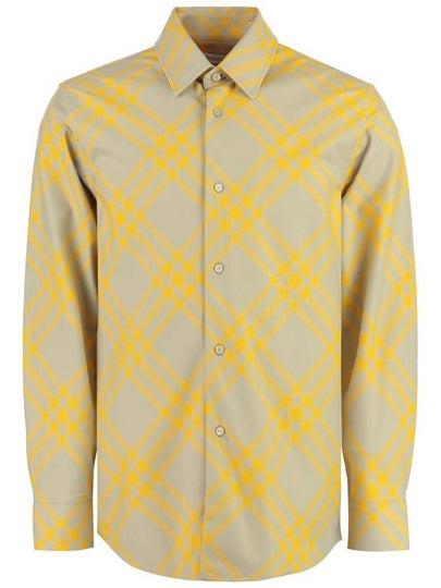 Men's Hunter Check OrGANNIc Cotton Long Sleeve Shirt Yellow - BURBERRY - BALAAN 2