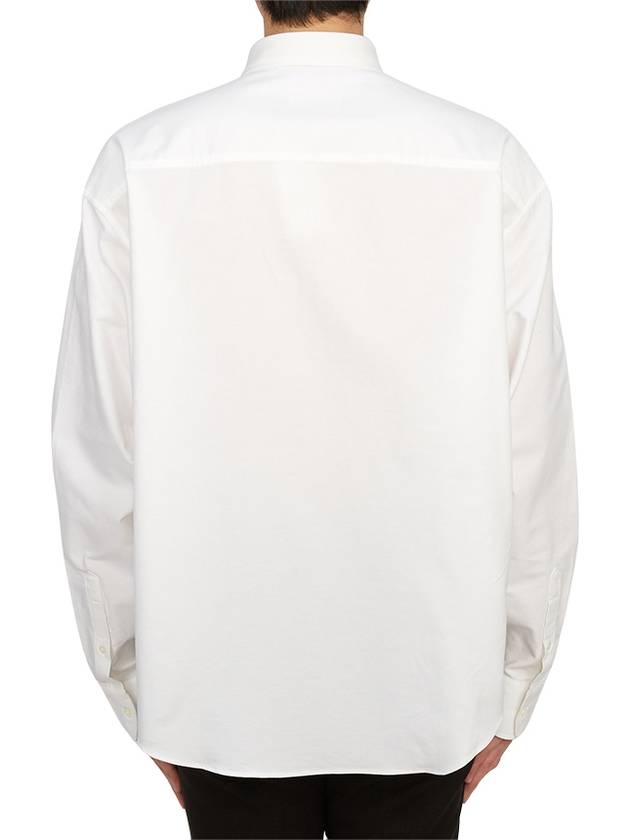 Button Down Boxy Fit Oxford Long Sleeve Shirt Natural White - AMI - BALAAN 5