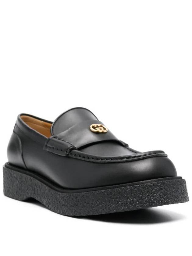 Black Leather Logo Plaque Loafers 759274AABVN1000 B0560992079 - GUCCI - BALAAN 3