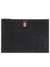 Black Diagonal Pebble Grain Leather Clutch Bag Black - THOM BROWNE - BALAAN 2