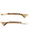 Triangle Crystal Brass Hair Clip Gold - PRADA - BALAAN 3