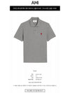 Men's Heart Logo Polo Shirt Heather Grey - AMI - BALAAN 3