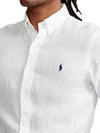 Embroidered Pony Linen Long Sleeve Shirt White - POLO RALPH LAUREN - BALAAN 5