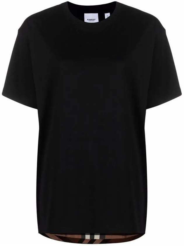 Back Check Panel Cotton Oversized Short Sleeve T-Shirt Black - BURBERRY - BALAAN 4