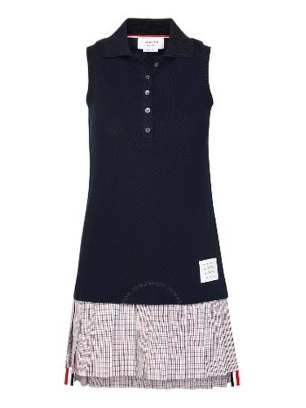 Pleated Polo Short Dress Navy - THOM BROWNE - BALAAN 2