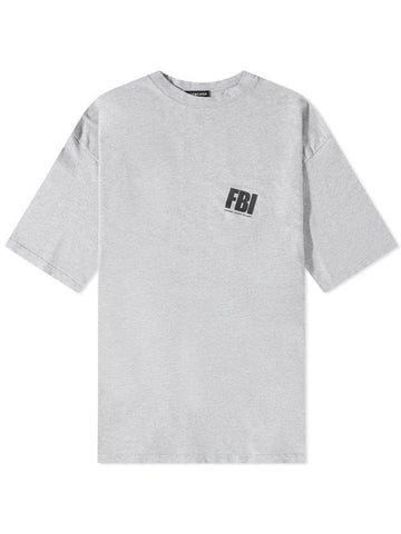 FBI Logo Oversized Short Sleeve T-Shirt Grey - BALENCIAGA - BALAAN 1