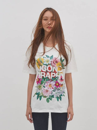 Surrealism Flower Logo Short Sleeve T-Shirt Ivory - ICONOGRAPHY - BALAAN 2