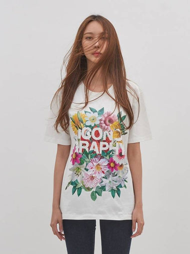 Surrealism Flower Logo Short Sleeve T-Shirt Ivory - ICONOGRAPHY - BALAAN 1