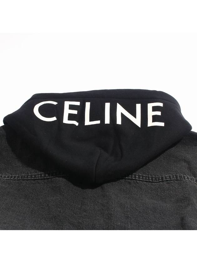 Logo Hooded Trucker Denim Jacket Black - CELINE - BALAAN 5