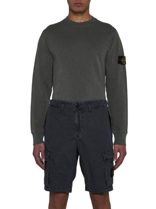 Logo Cotton Slim Cargo Shorts Charcoal - STONE ISLAND - BALAAN 4