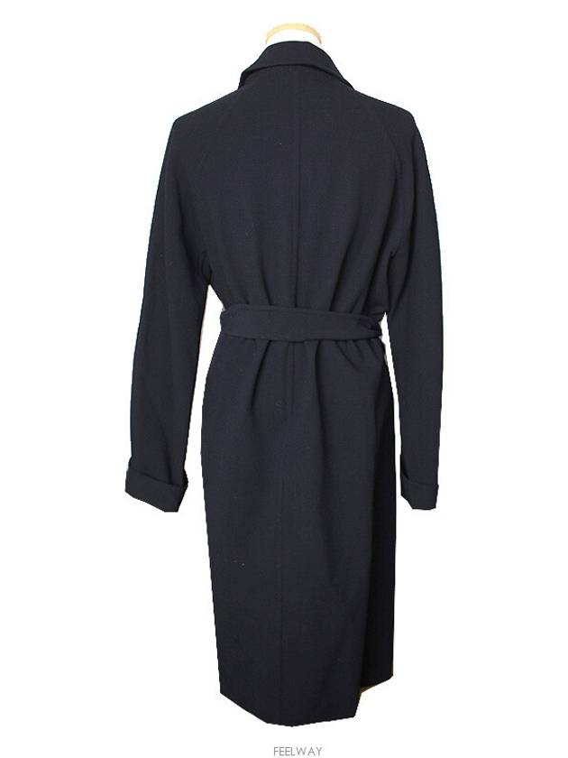 Midnight blue hand stitched wool blend belted coat 55 - MAX MARA - BALAAN 2